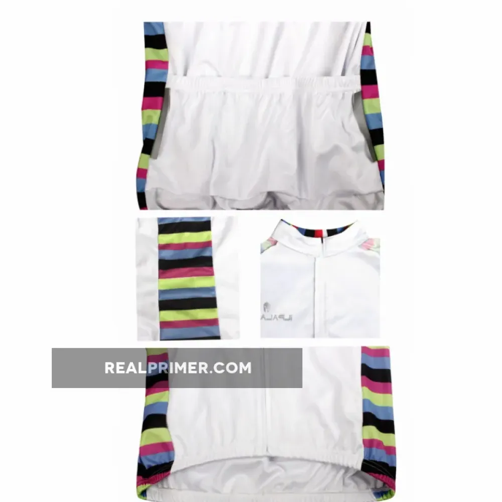 Colorful Side White Men's Cycling Sleeveless Bike Jersey T-shirt NO.W 674