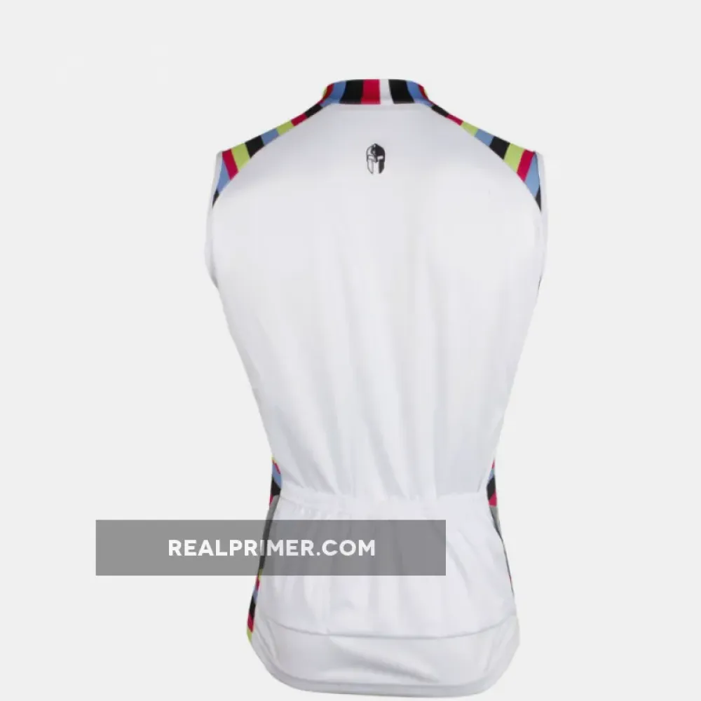 Colorful Side White Men's Cycling Sleeveless Bike Jersey T-shirt NO.W 674