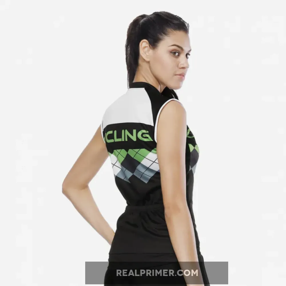 Green Mesh Splicing Women's Cycling Sleeveless Bike Jersey T-shirt Summer Spring Road Bike Wear Mountain Bike MTB Clothes Sports Apparel Top NO. 800