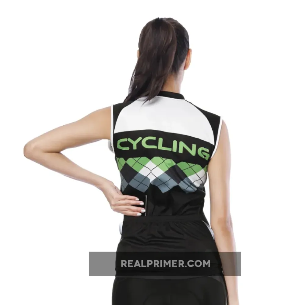 Green Mesh Splicing Women's Cycling Sleeveless Bike Jersey T-shirt Summer Spring Road Bike Wear Mountain Bike MTB Clothes Sports Apparel Top NO. 800