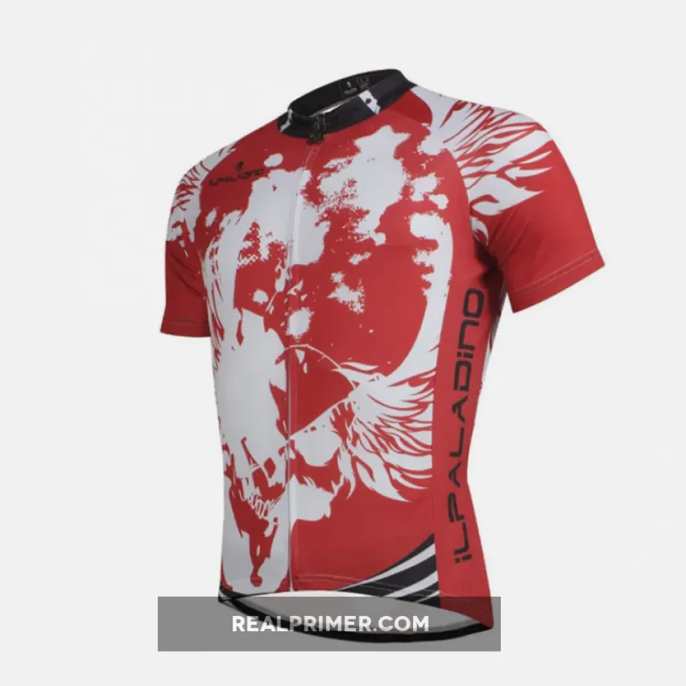 Ilpaladino Angel White Wing Feather Red Sport Breathable Cycling Jersey Men's  Short-Sleeve Sport Bicycling Shirts Summer Quick Dry Wear NO.657