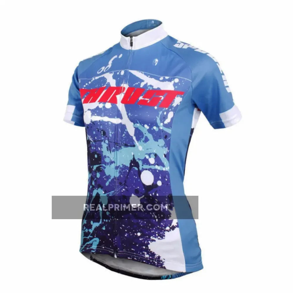 Ilpaladino Blue THRUST Storm Women's Summer Short-Sleeve Cycling Jersey Biking Shirts Breathable Quick Dry Apparel Outdoor Sports Gear Clothes NO.600