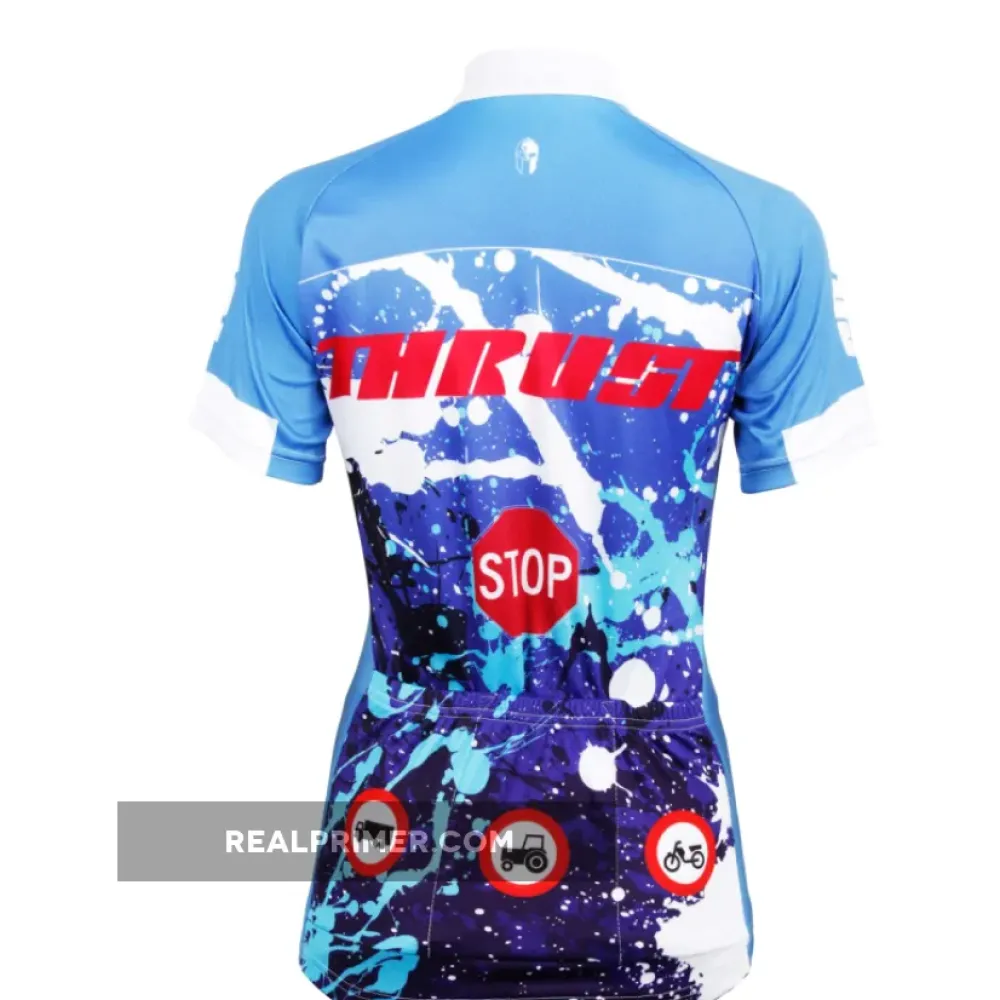 Ilpaladino Blue THRUST Storm Women's Summer Short-Sleeve Cycling Jersey Biking Shirts Breathable Quick Dry Apparel Outdoor Sports Gear Clothes NO.600