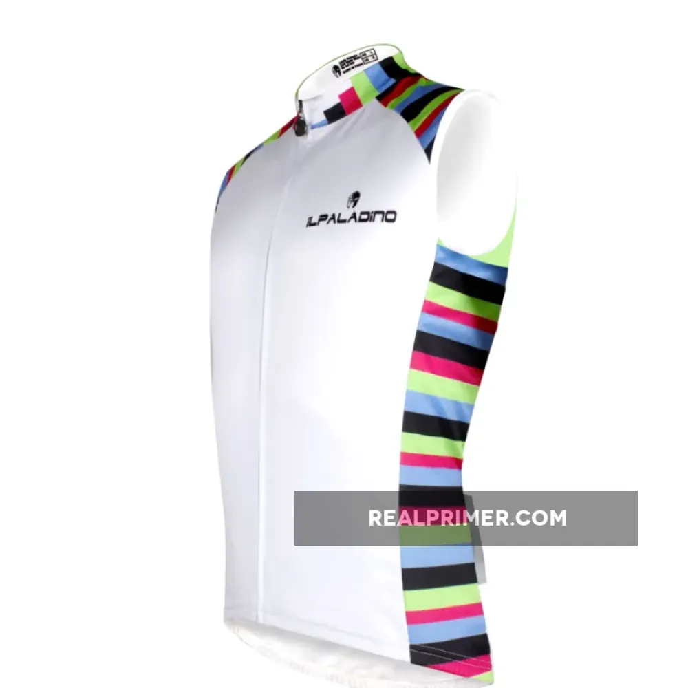 Colorful Side White Men's Cycling Sleeveless Bike Jersey T-shirt NO.W 674