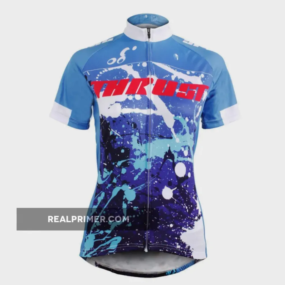 Ilpaladino Blue THRUST Storm Women's Summer Short-Sleeve Cycling Jersey Biking Shirts Breathable Quick Dry Apparel Outdoor Sports Gear Clothes NO.600