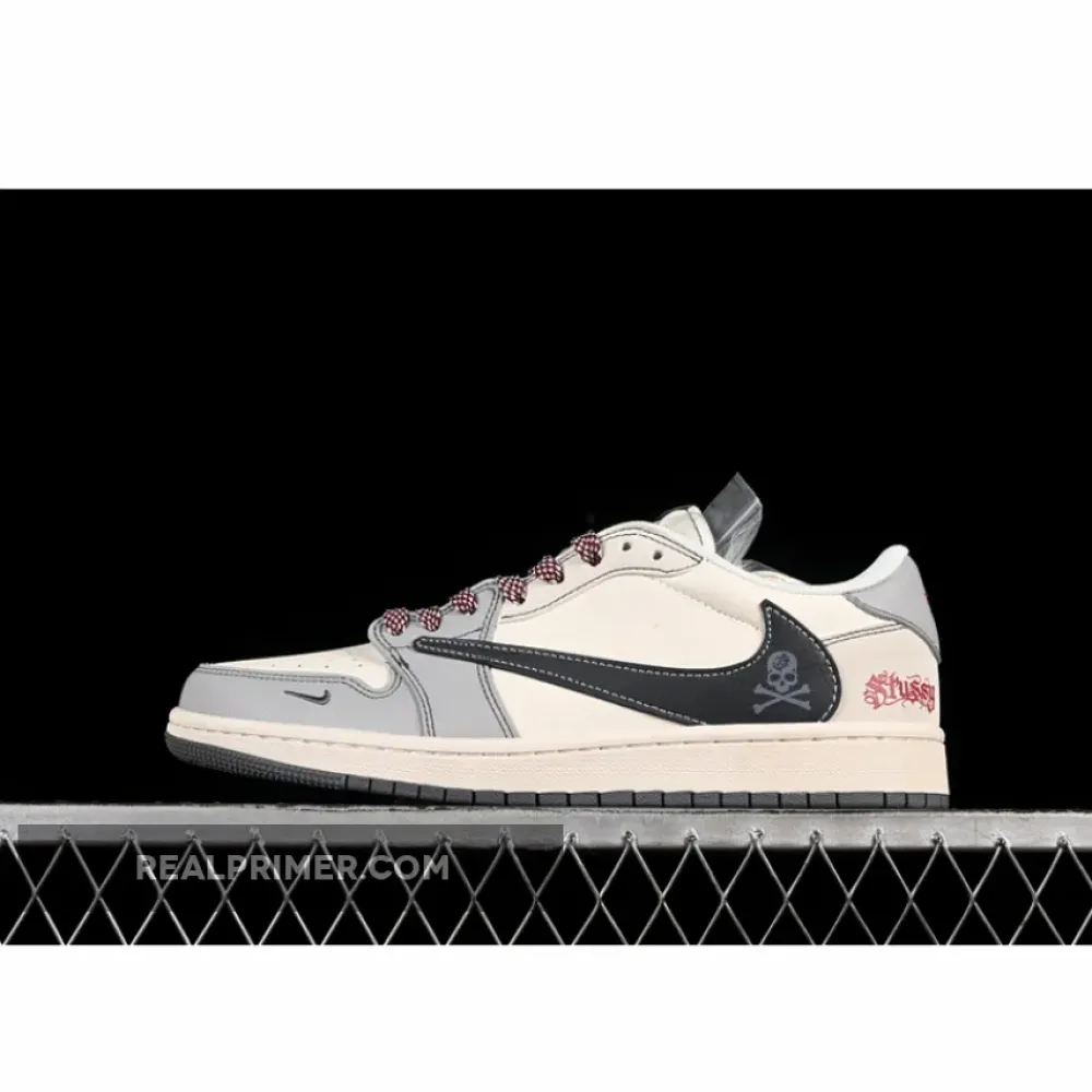 TRAVIS SCOTT X FRAGMENT DESIGN X AIR JORDAN 1 LOW OG SP WHITE/GREY/BLACK 36-45