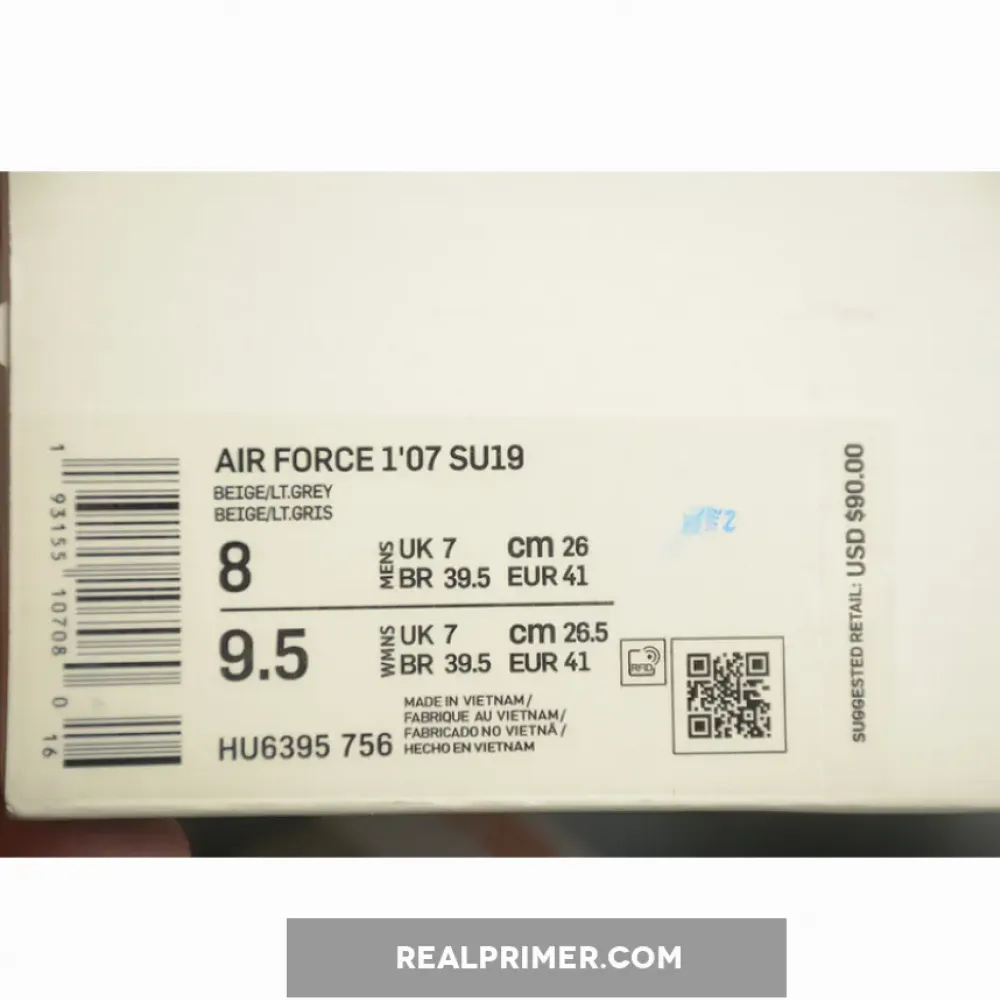 AIR FORCE 1 LOW 07 SU19 LOW BEIGE/LIGHT GREY/BEIGE HU6395-756