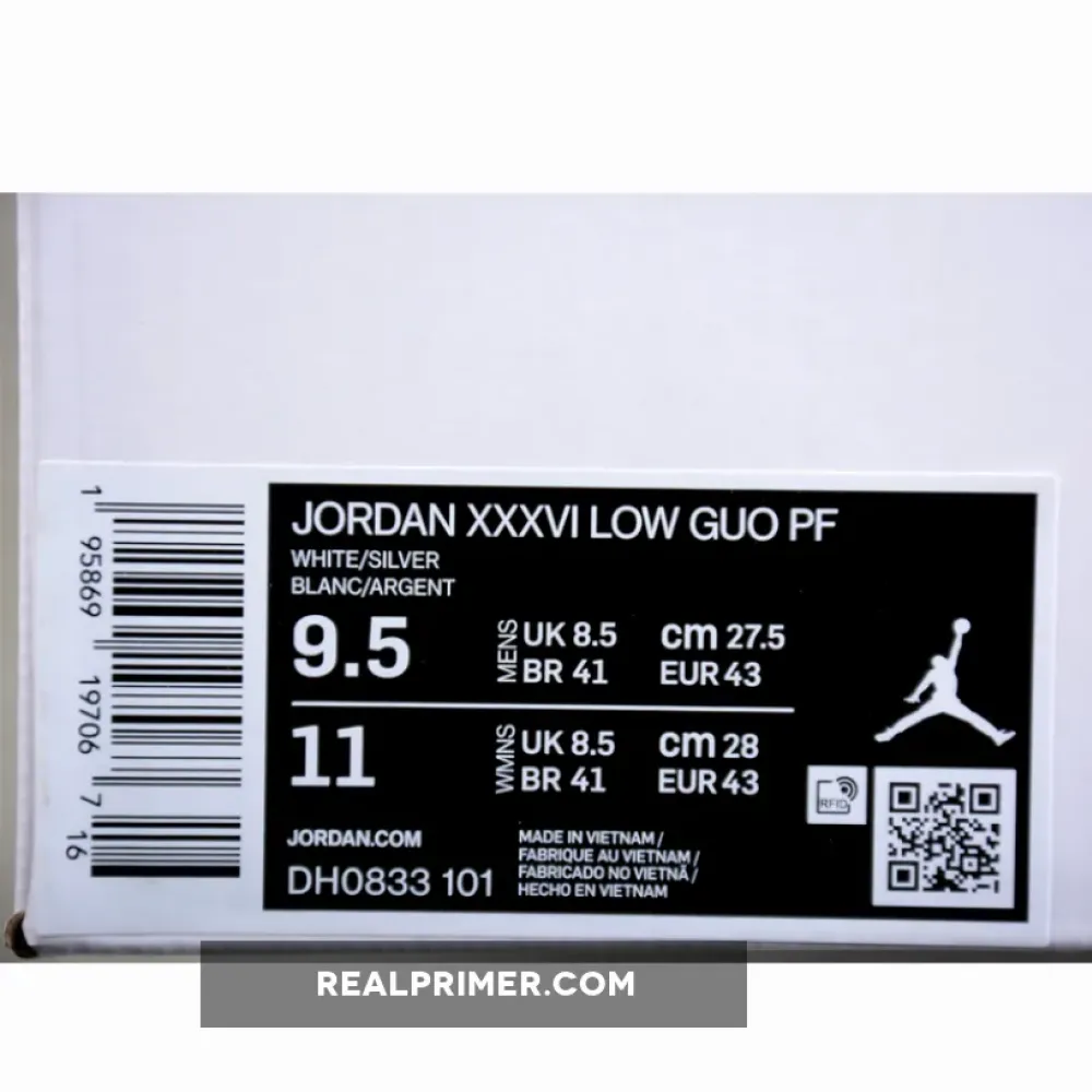 AIR JORDAN 36 LOW PURE MONEY WHITE/METALLIC SILVER DH0833-101