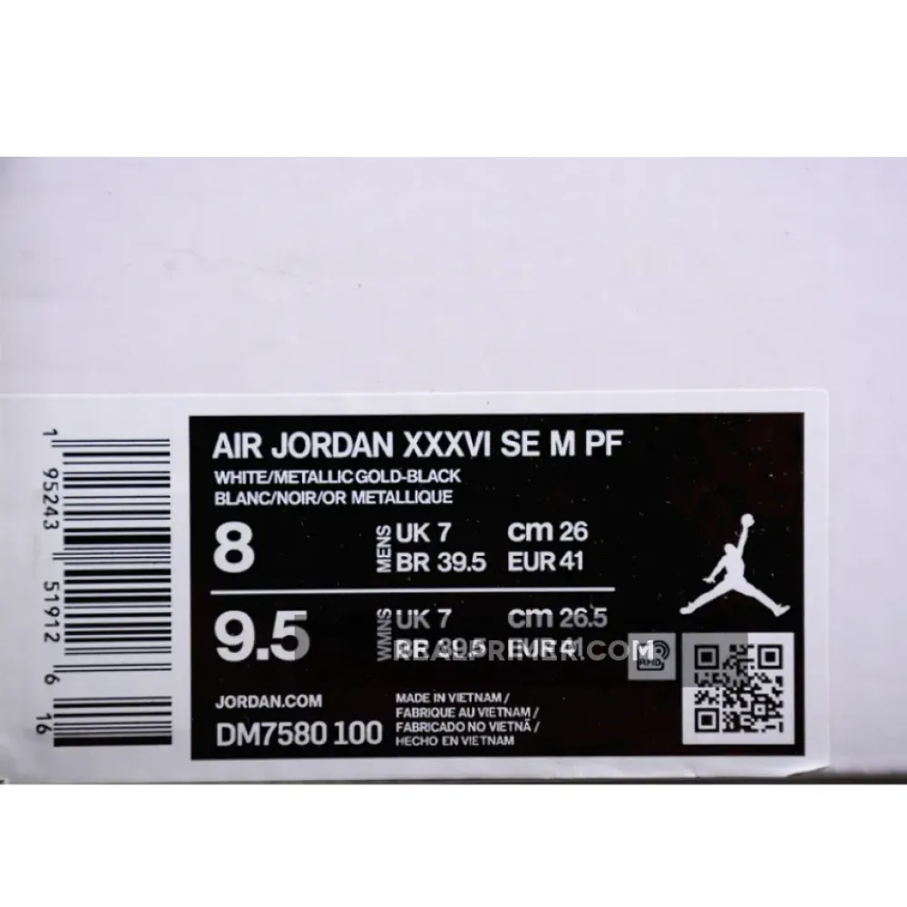 AIR JORDAN 36 SE PF GLORY WHITE/BLACK/GAME ROYAL/METALLIC GOLD DM7580-100