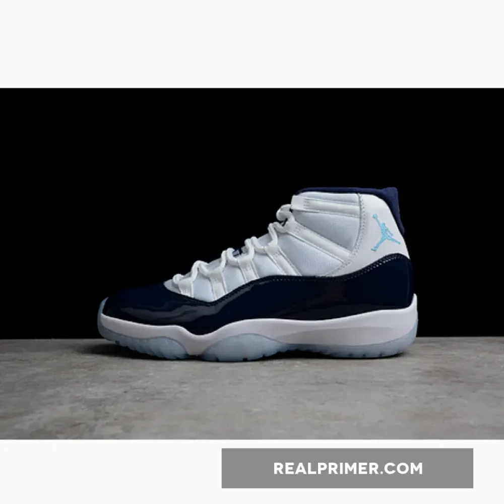 AIR JORDAN 11 RETRO WIN LIKE 82 WHITE/MIDNIGHT NAVY-UNIVERSITY BLUE 378037-123