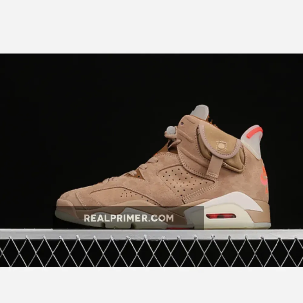 TRAVIS SCOTT X AIR JORDAN 6 RETRO BRITISH KHAKI/SAIL/BRIGHT CRIMSON DH0690-200