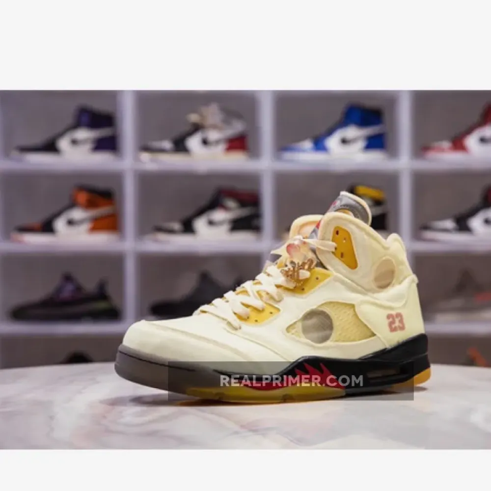 H12 OW X AIR JORDAN 5 SP SAIL/FIRE RED/MUSLIN/BLACK DH8565-100