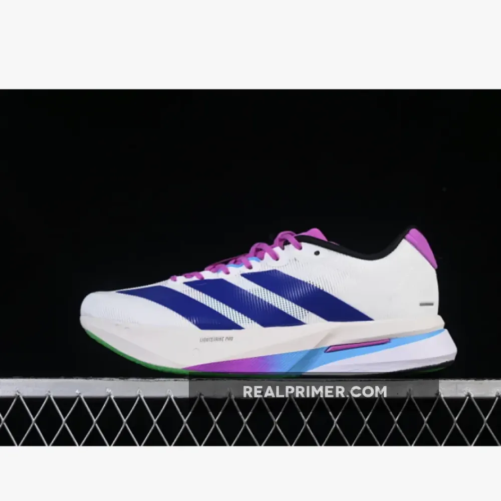 ADIZERO BOSTON 13 WHITE/NAVY BLUE/PURPLE JS4953