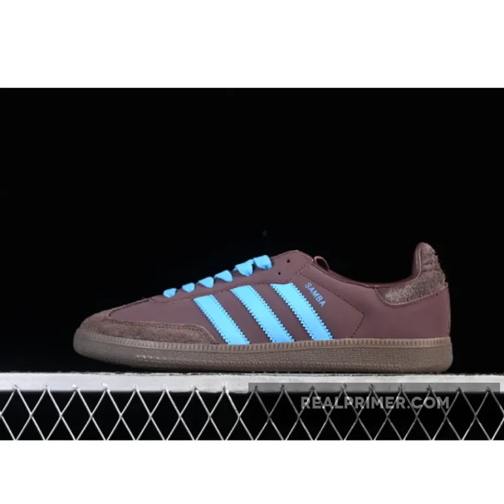 SAMBA OG CLOVER CASUAL BOARD SHOES SKY BLUE/WINE RED JI2733