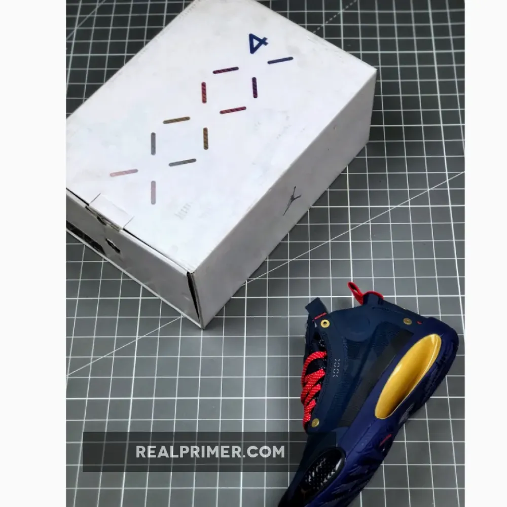 Air Jordan 34 Navy Blue/Gold Feature Gold/Navy Blue/Red