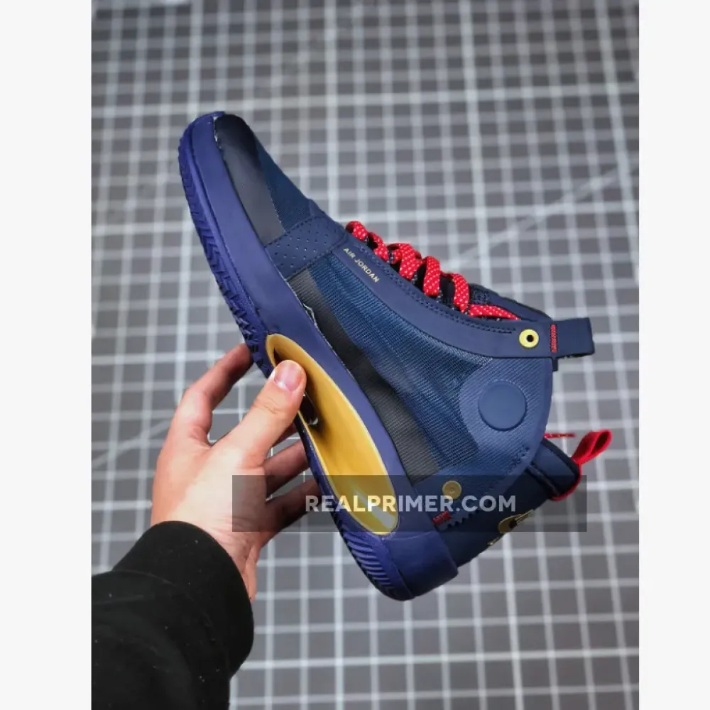 Air Jordan 34 Navy Blue/Gold Feature Gold/Navy Blue/Red