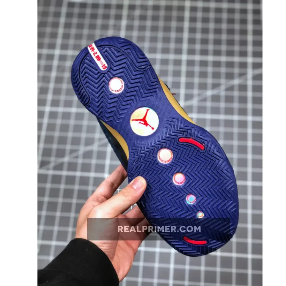 Air Jordan 34 Navy Blue/Gold Feature Gold/Navy Blue/Red