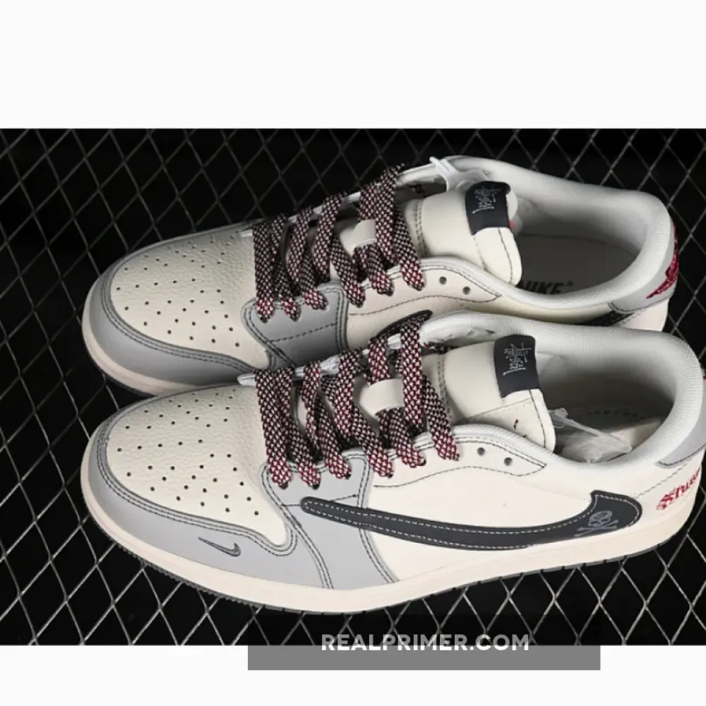 TRAVIS SCOTT X FRAGMENT DESIGN X AIR JORDAN 1 LOW OG SP WHITE/GREY/BLACK 36-45