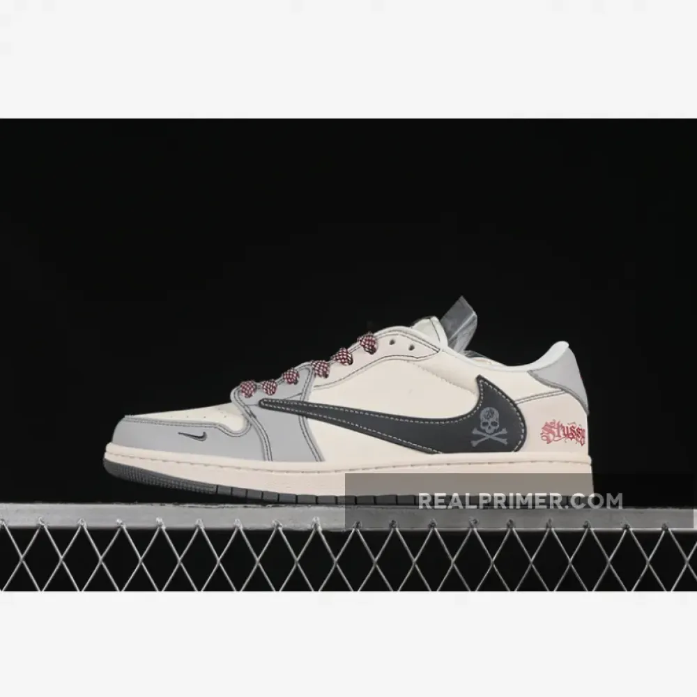 TRAVIS SCOTT X FRAGMENT DESIGN X AIR JORDAN 1 LOW OG SP WHITE/GREY/BLACK 36-45