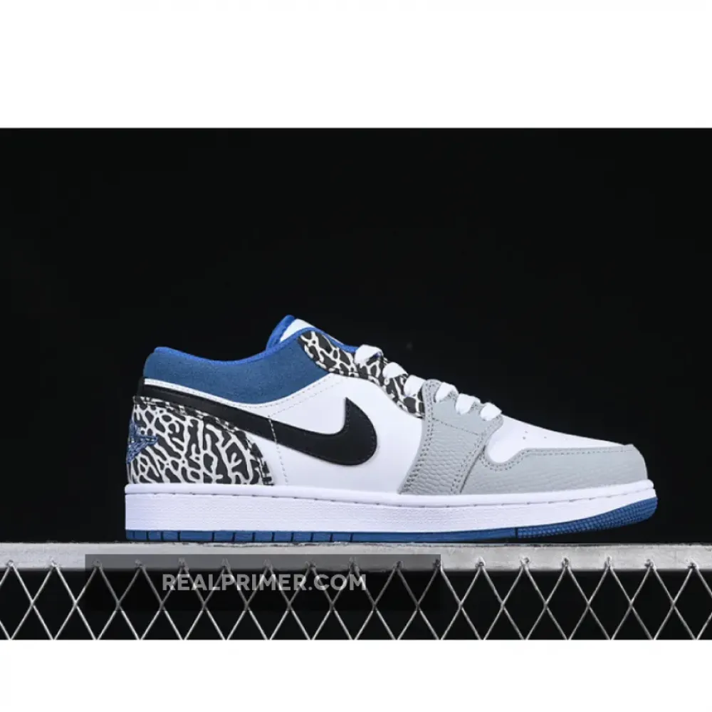 AIR JORDAN 1 LOW TRUE BLUE WHITE/BLACK/CEMENT GREY/DARK MARINA BLUE 36-46