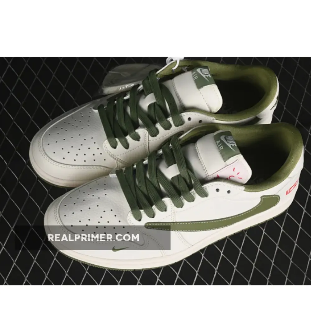 TRAVIS SCOTT X FRAGMENT DESIGN X AIR JORDAN 1 LOW OG SP OFF WHITE/GREEN 36-45