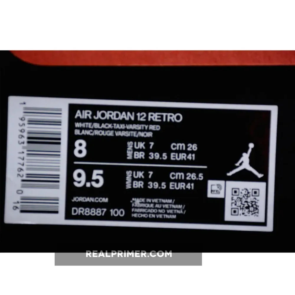 AIR JORDAN 12 RETRO 25 YEARS IN CHINA WHITE/BLACK/TAXI/VARSITY RED DR8887-100