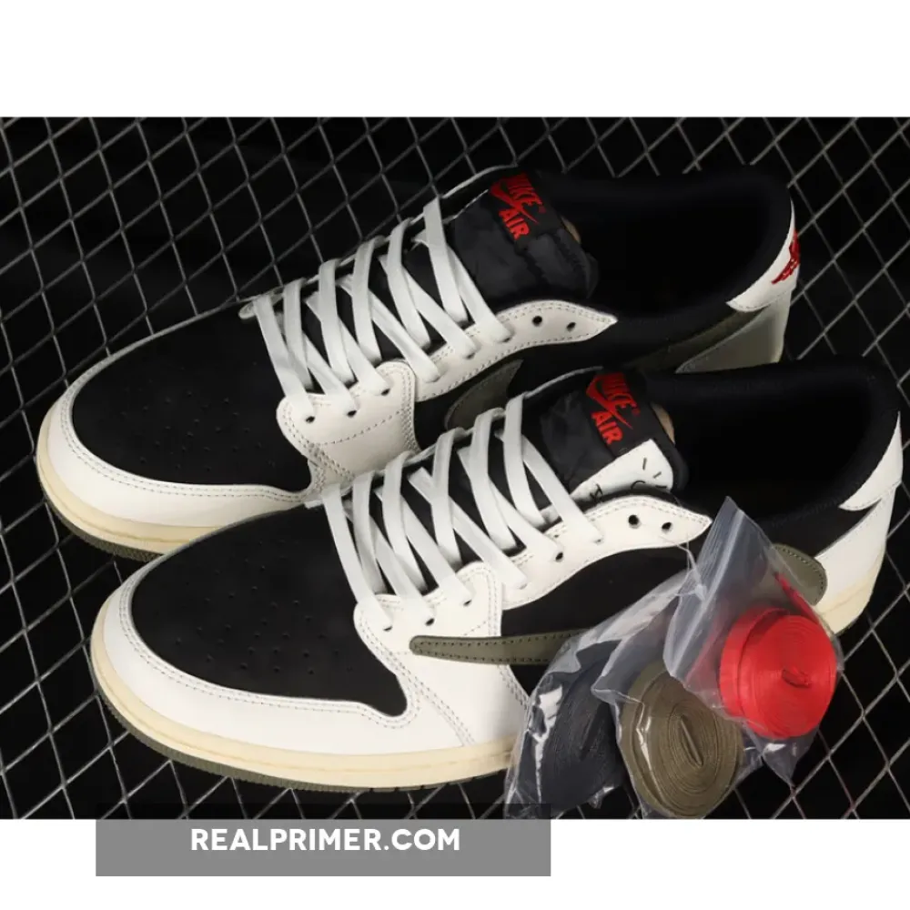 LW TRAVIS SCOTT X AIR JORDAN 1 LOW OG SAIL/UNIVERSITY RED/BLACK/MEDIUM OLIVE DZ4137-106