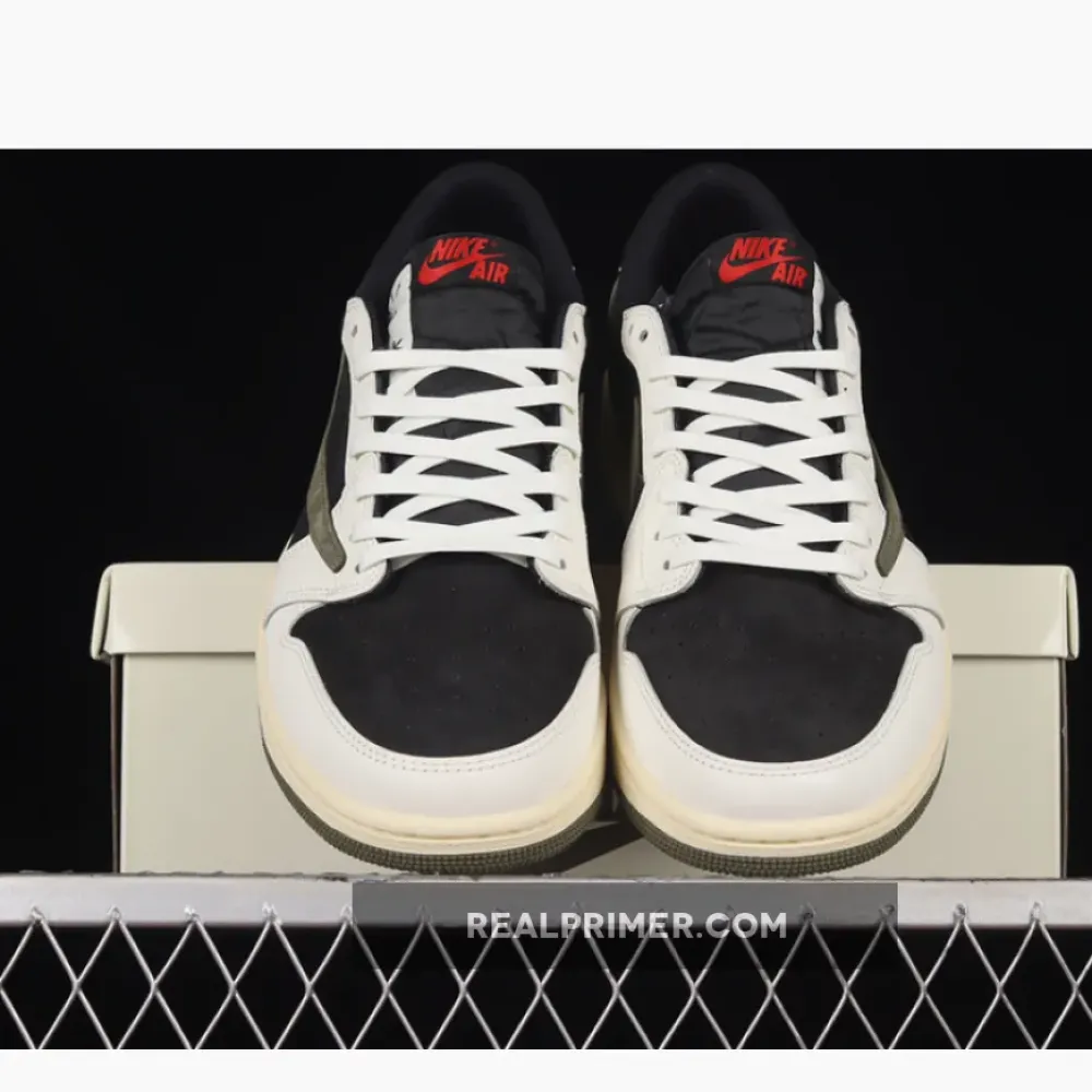 LW TRAVIS SCOTT X AIR JORDAN 1 LOW OG SAIL/UNIVERSITY RED/BLACK/MEDIUM OLIVE DZ4137-106