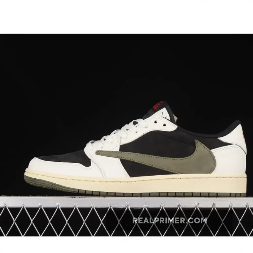 LW TRAVIS SCOTT X AIR JORDAN 1 LOW OG SAIL/UNIVERSITY RED/BLACK/MEDIUM OLIVE DZ4137-106