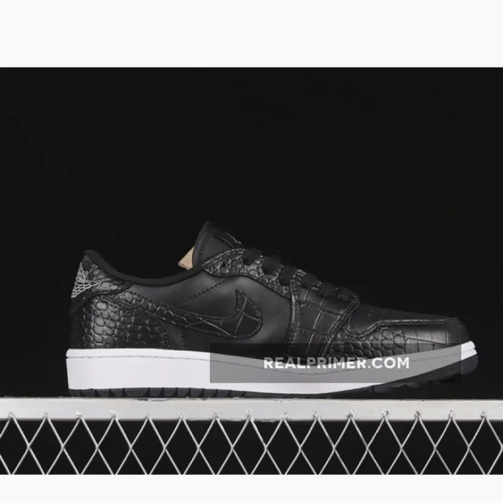 AIR JORDAN 1 LOW GOLF BLACK CROCODILE BLACK/BLACK/IRON GREY/WHITE 35.5-47.5