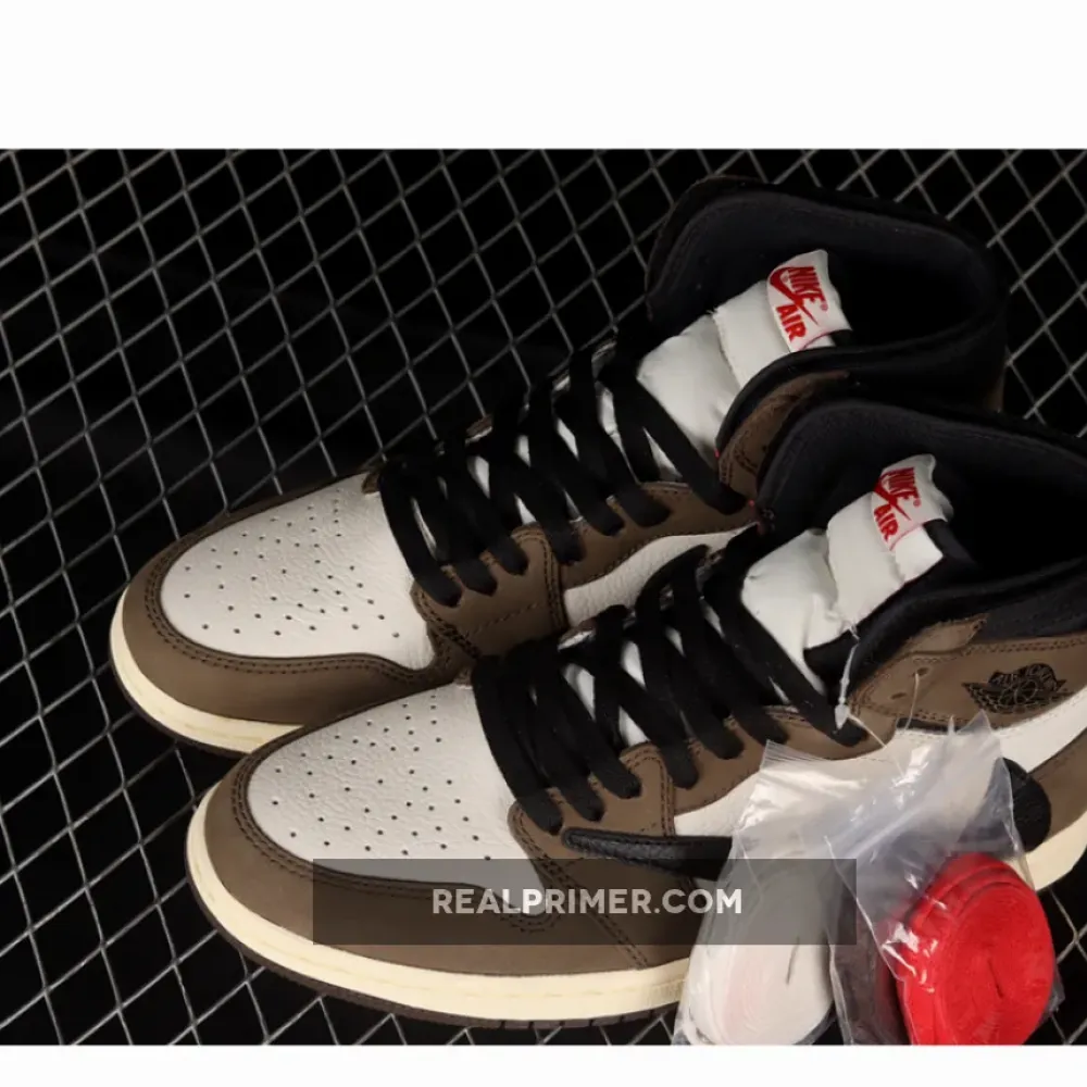 TRAVIS SCOTT AIR JORDAN 1 RETRO HIGH MOCHA SAIL/DARK MOCHA UNIVERSITY RED BLACK CD4487-100