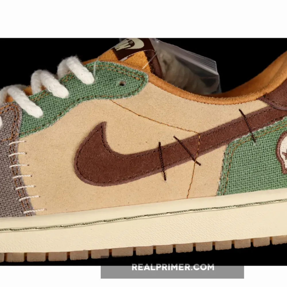 ZION WILLIAMSON AIR JORDAN 1 RETRO LOW VOODOO FLAX/MUSLIN/FAUNA BROWN/OIL GREEN DZ7292-200