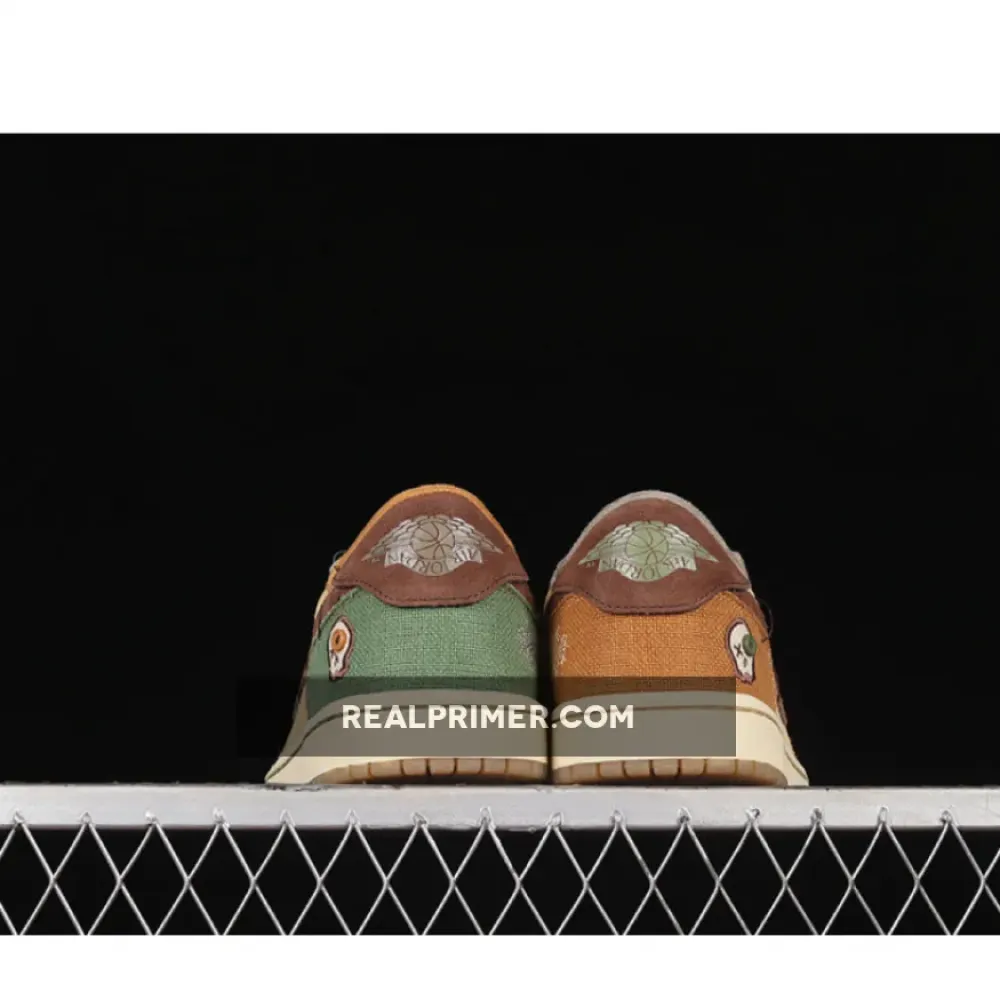 ZION WILLIAMSON AIR JORDAN 1 RETRO LOW VOODOO FLAX/MUSLIN/FAUNA BROWN/OIL GREEN DZ7292-200