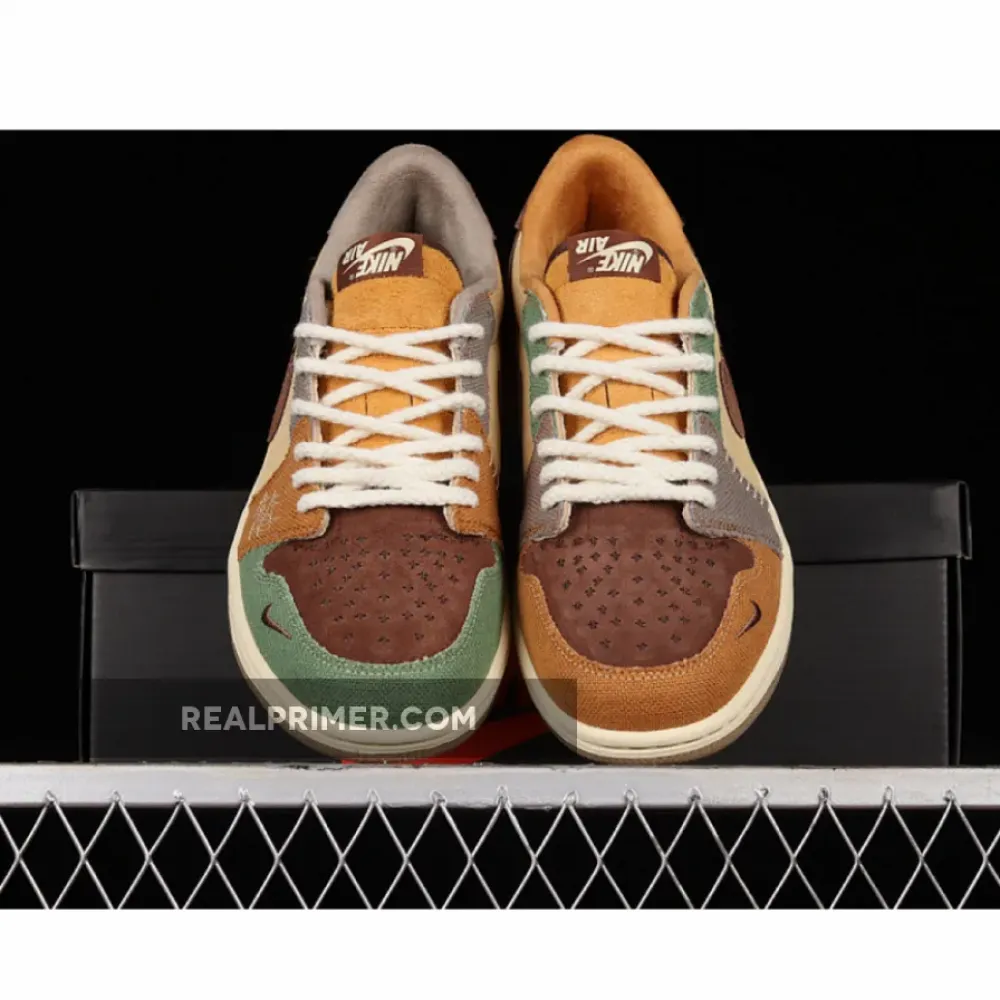 ZION WILLIAMSON AIR JORDAN 1 RETRO LOW VOODOO FLAX/MUSLIN/FAUNA BROWN/OIL GREEN DZ7292-200