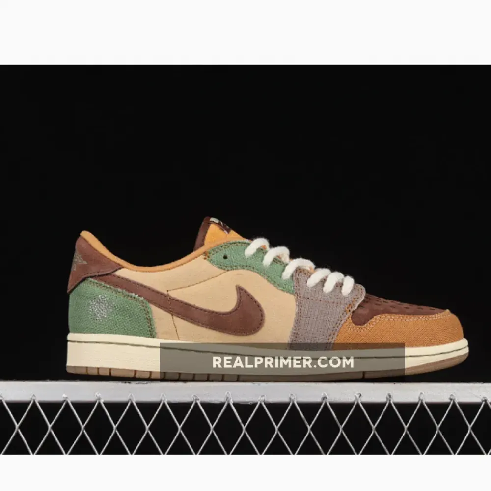 ZION WILLIAMSON AIR JORDAN 1 RETRO LOW VOODOO FLAX/MUSLIN/FAUNA BROWN/OIL GREEN DZ7292-200