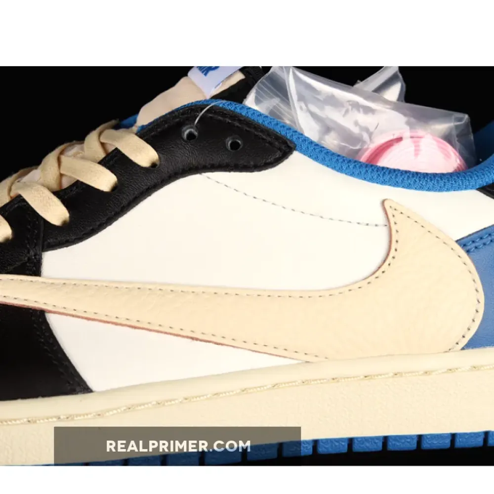 LW FRAGMENT DESIGN X TRAVIS SCOTT X AIR JORDAN 1 RETRO LOW BEIGE/BLACK/BLUE DM7866-140
