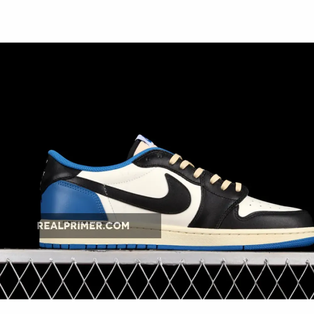 LW FRAGMENT DESIGN X TRAVIS SCOTT X AIR JORDAN 1 RETRO LOW BEIGE/BLACK/BLUE DM7866-140