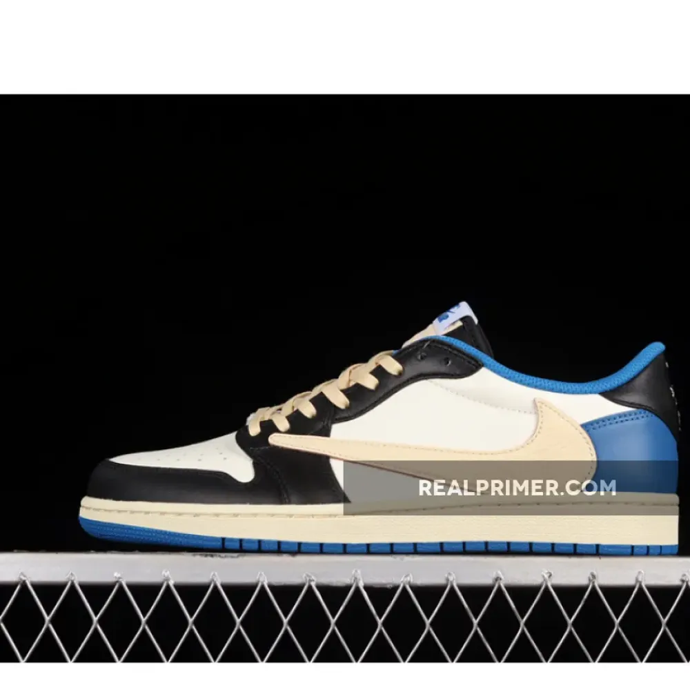 LW FRAGMENT DESIGN X TRAVIS SCOTT X AIR JORDAN 1 RETRO LOW BEIGE/BLACK/BLUE DM7866-140