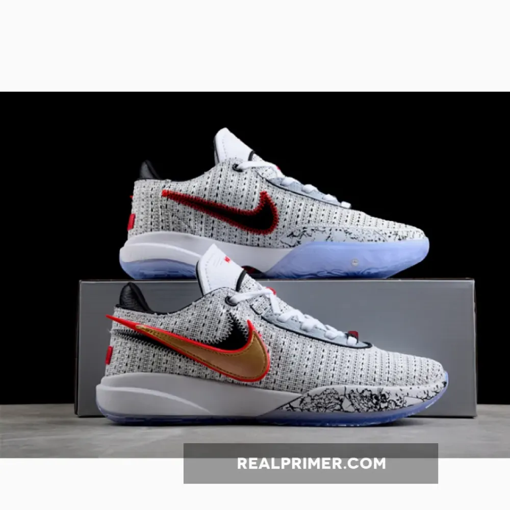 LEBRON 20 EP THE DEBUT WHITE/METALLIC GOLD/BLACK/UNIVERSITY RED/WOLF GREY DJ5422-100