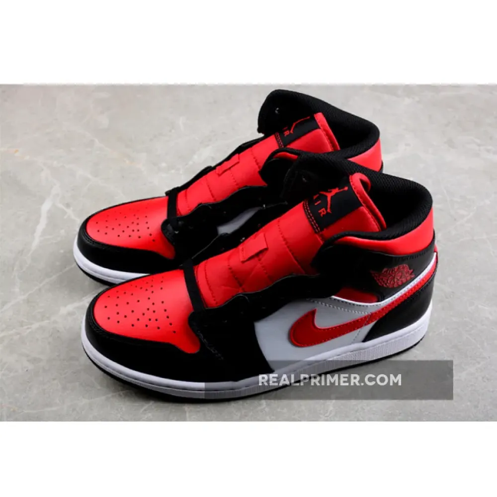 CJ AIR JORDAN 1 MID BRED TOE BLACK/WHITE/FIRE RED 554724-079