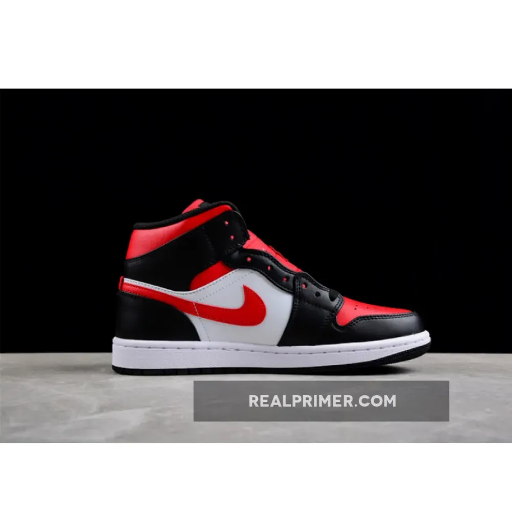 CJ AIR JORDAN 1 MID BRED TOE BLACK/WHITE/FIRE RED 554724-079