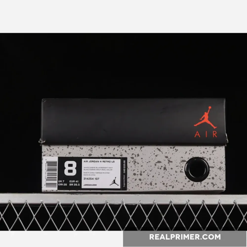 AIR JORDAN 4 RETRO LS WHITE/LEGEND BLUE-MDNGHT NAVY 314254-107