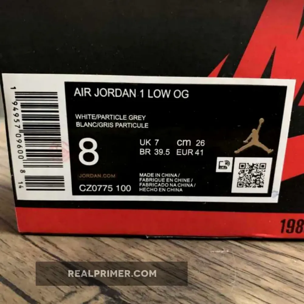 AIR JORDAN 1 LOW WHITE/BLACK/UNIVERSITY RED CZ0775-100