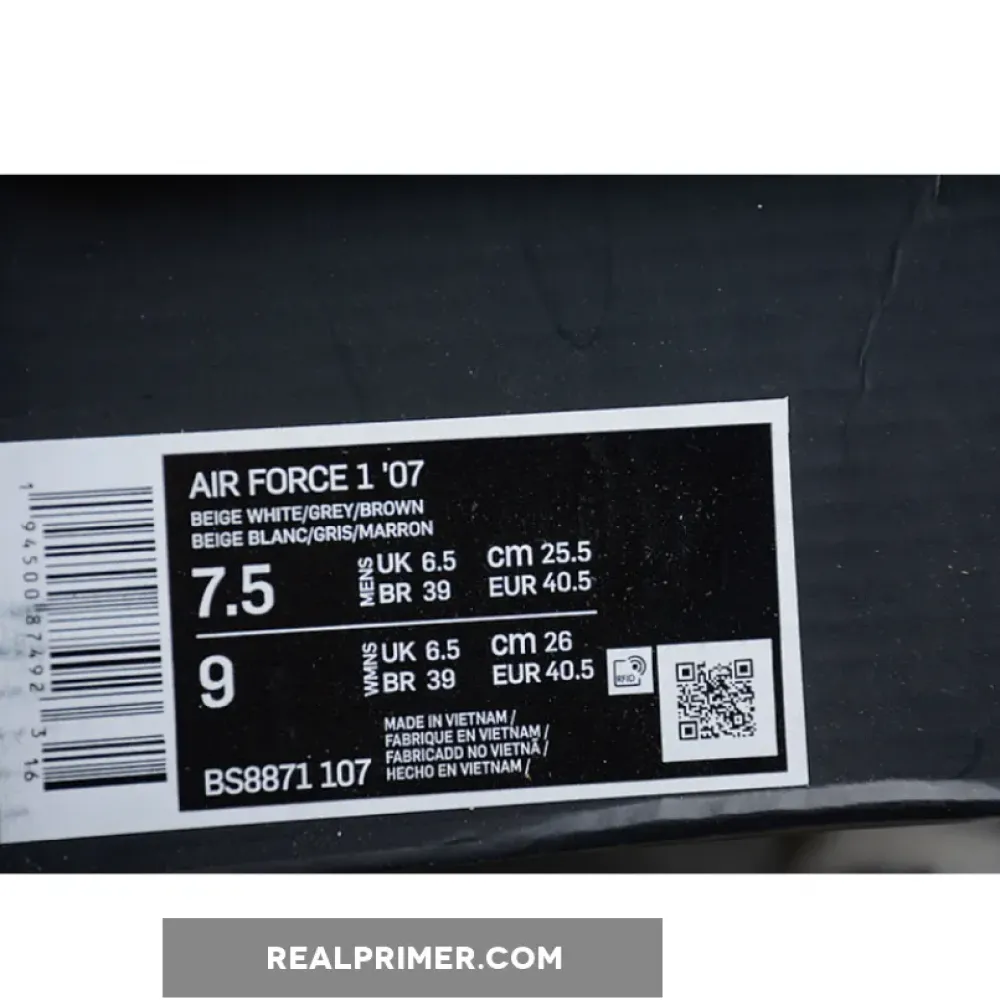 AIR FORCE 1 07 LOW BEIGE/WHITE/GREY-BROWN BS8871-107
