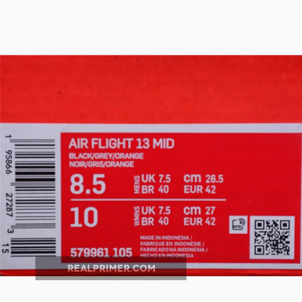 AIR FLIGHT 13 MID WHITE/BLACK/GREY-ORANGE 579961-105
