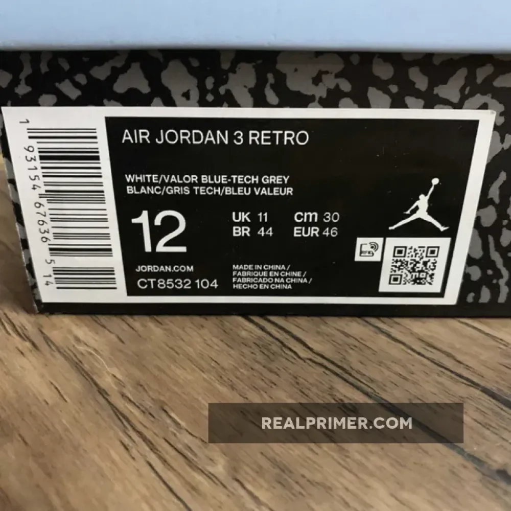 AIR JORDAN 3 RETRO UNC WHITE/VALOR BLUE/TECH GREY CT8532-104