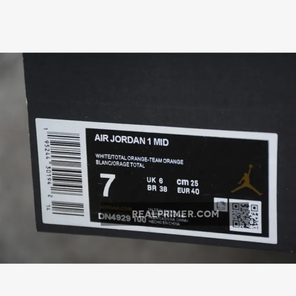 GZ AIR JORDAN 1 MID ZIG ZAG SWOOSH WHITE/TEAM ORANGE/BLACK/TOTAL ORANGE DN4929-100