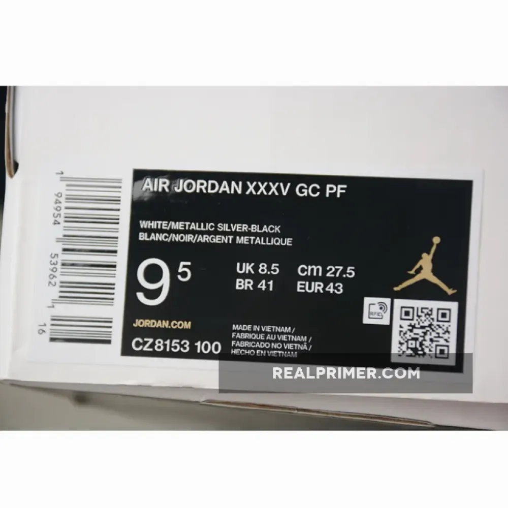 GUO AILUN X AIR JORDAN 35 GC PF MORPHO WHITE/BLACK/LASER BLUE/METALLIC SILVER CZ8153-100