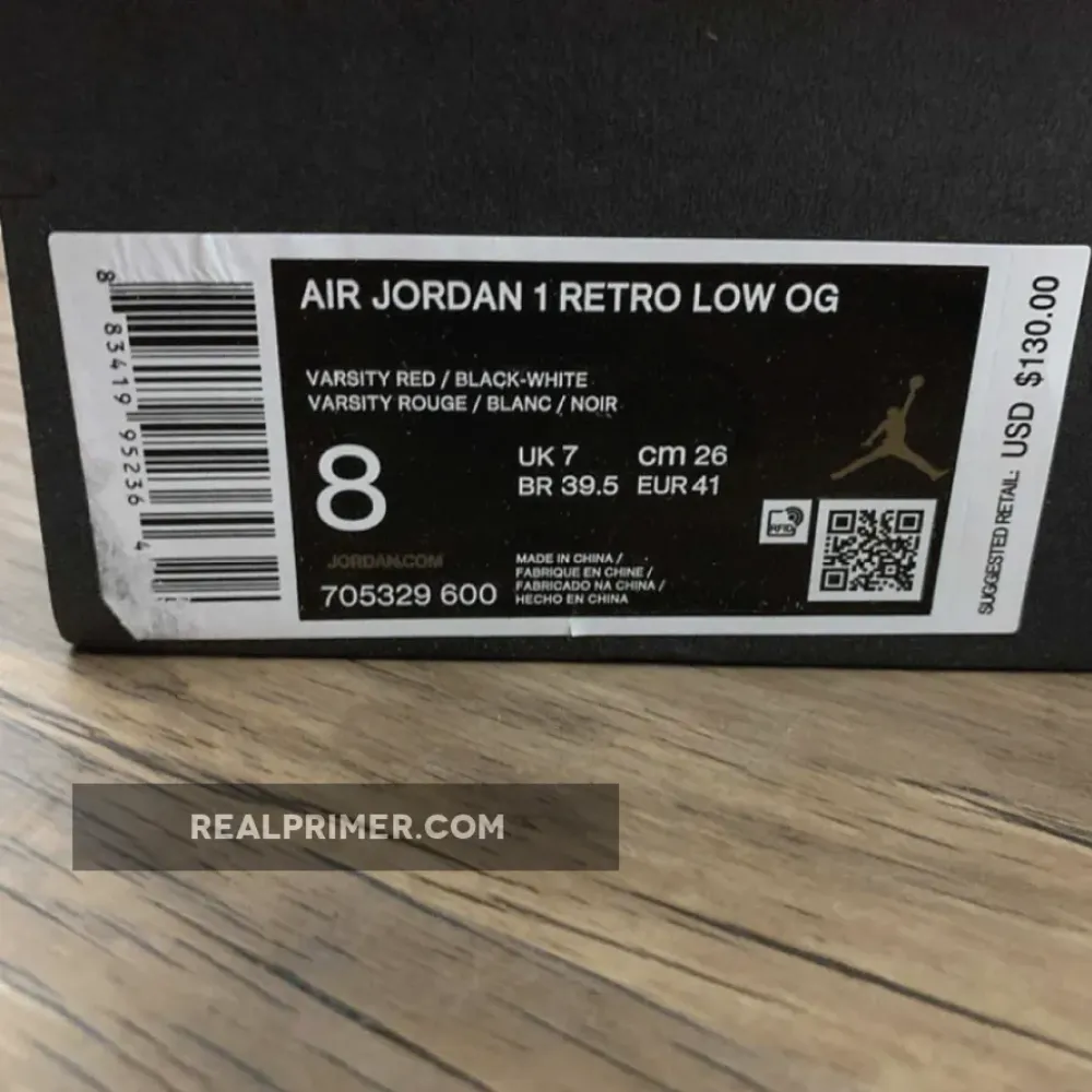 AIR JORDAN 1 RETRO LOW OG CHICAGO VARSITY RED/BLACK-WHITE 705329-600