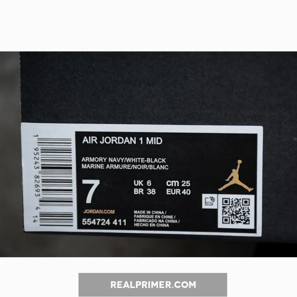 GZ AIR JORDAN 1 MID ARMORY NAVY/BLACK/WHITE 554724-411